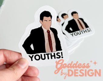 New Girl Sticker Schmidt Youths Funny Quote Sticker 3" x 3" Waterproof Vinyl Sticker Water Bottle Sticker Fan Art Decal "YOUTHS!"