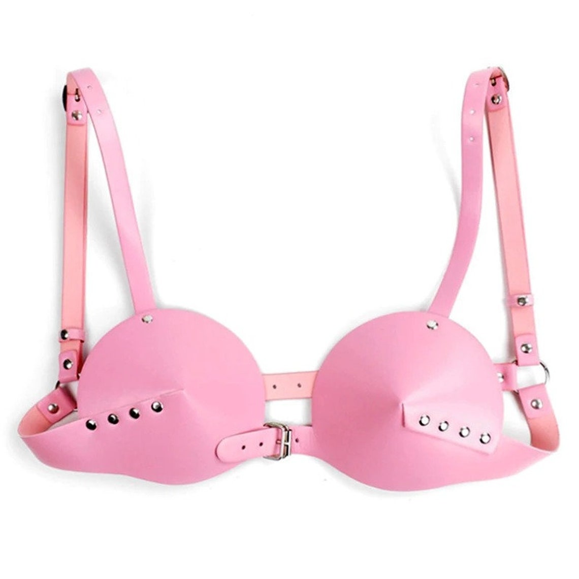 Gothic Harness Leather Bra Pink Full Cup Top Body Bondage Punk Etsy