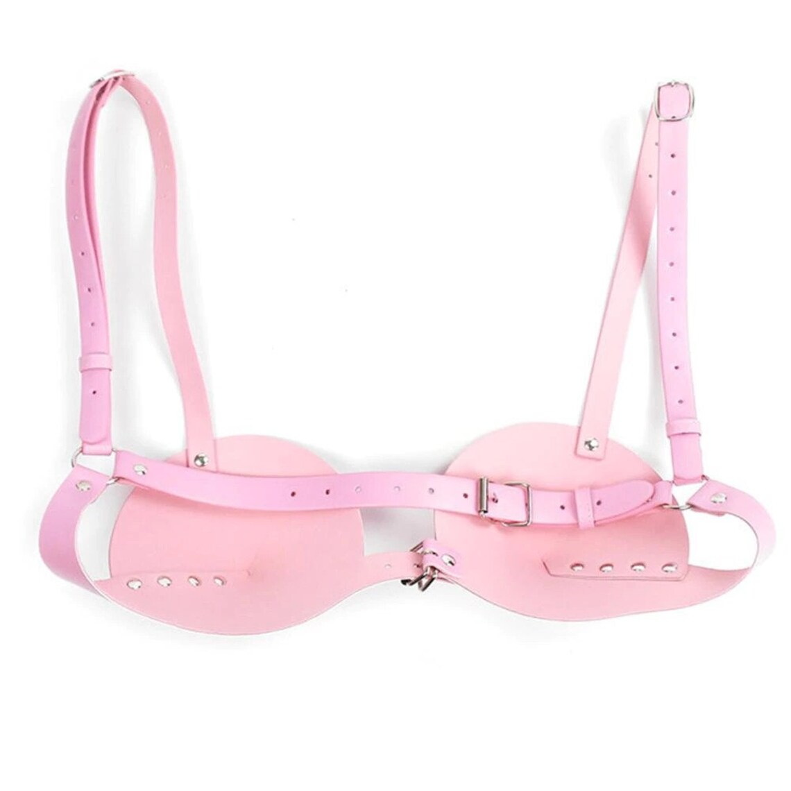 Gothic Harness Leather Bra Pink Full Cup Top Body Bondage Punk Etsy