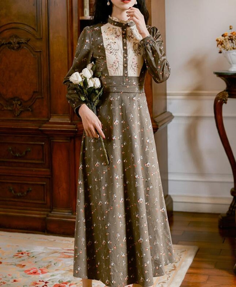Autumn Winter New Arrival Elegant Retro Stand Collar Long image 1