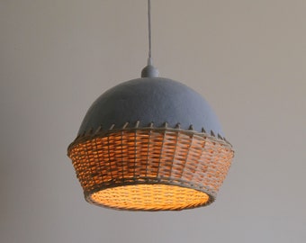 Wicker Lamp, handmade lampshade, Eco-Friendly lamp, Unique lighting, Gift for her, Trendy lampshade, sustainable lighting, papermache lamp