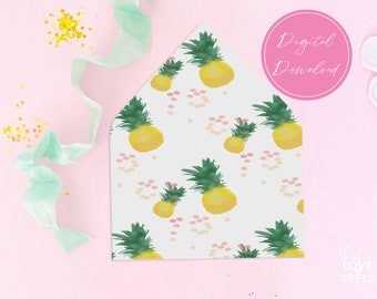 Digital Pineapple Wedding Envelope Liner Pineapple Wedding Envelope Liner Wedding Liner Pineapple Printable Envelope Liner