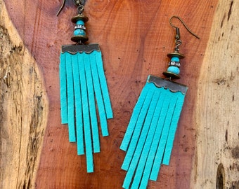 leather fringe earrings