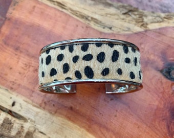 capelli vitello finto su bracciale polsino silvertone