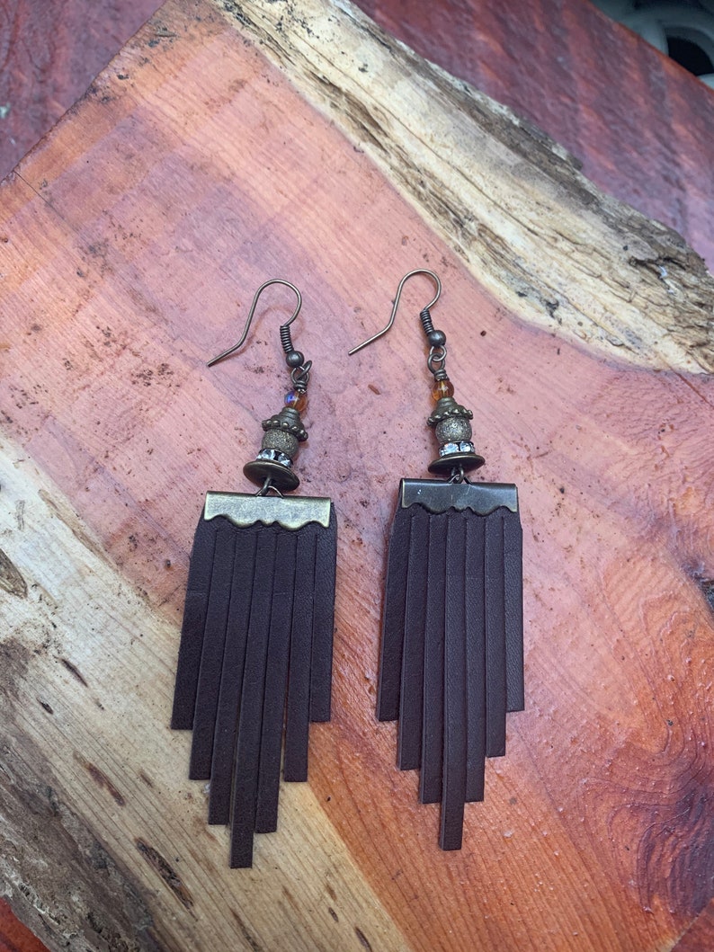 Leather Fringe Earrings Etsy