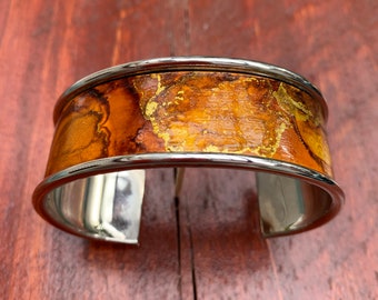 pittura inchiostro alcol personalizzato su braelet bordo bordo argenteo