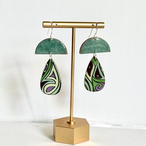 Mushroom inspired retro print earrings