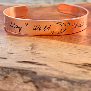 Benutzerdefinierte Hand gestempelt Kupfer Manschette Armband