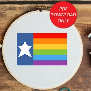 Texas Pride Flag Cross Stitch Pattern PDF Download