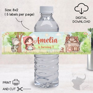 Cappuccetto Rosso Etichetta dell'acqua Party Woodland Water Bottle Label
