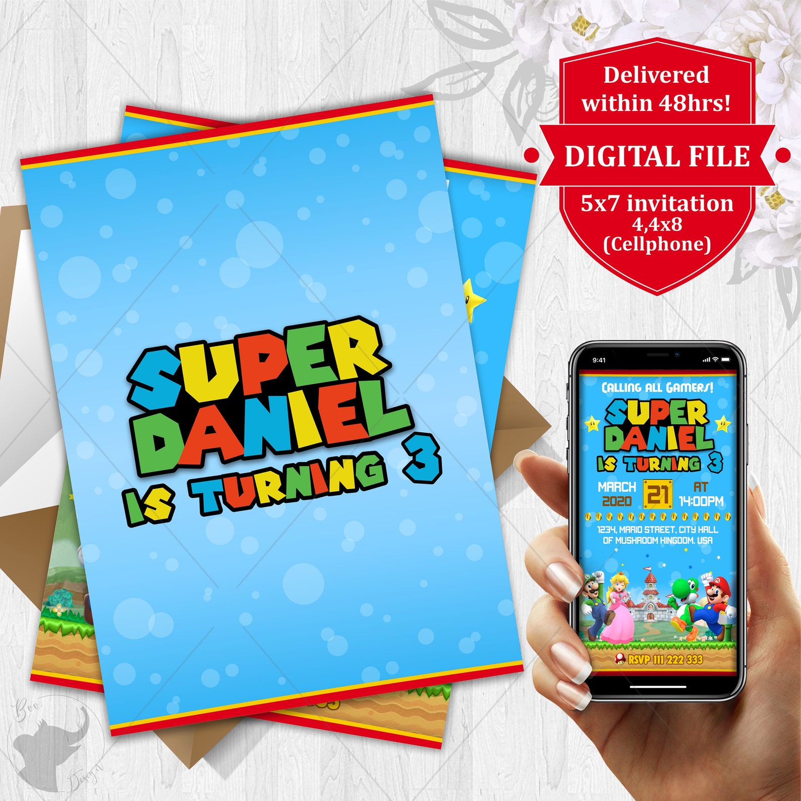 Super Mario Invitation Super Mario Printable Invitation Etsy