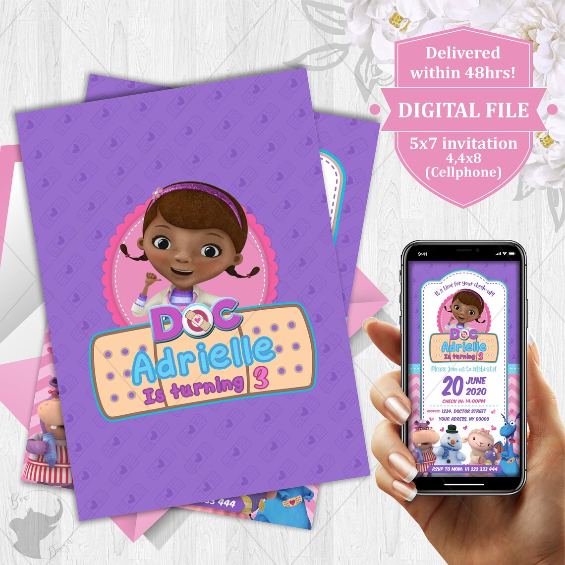 Doc McStuffins Invitation Printable Birthday Party | Etsy