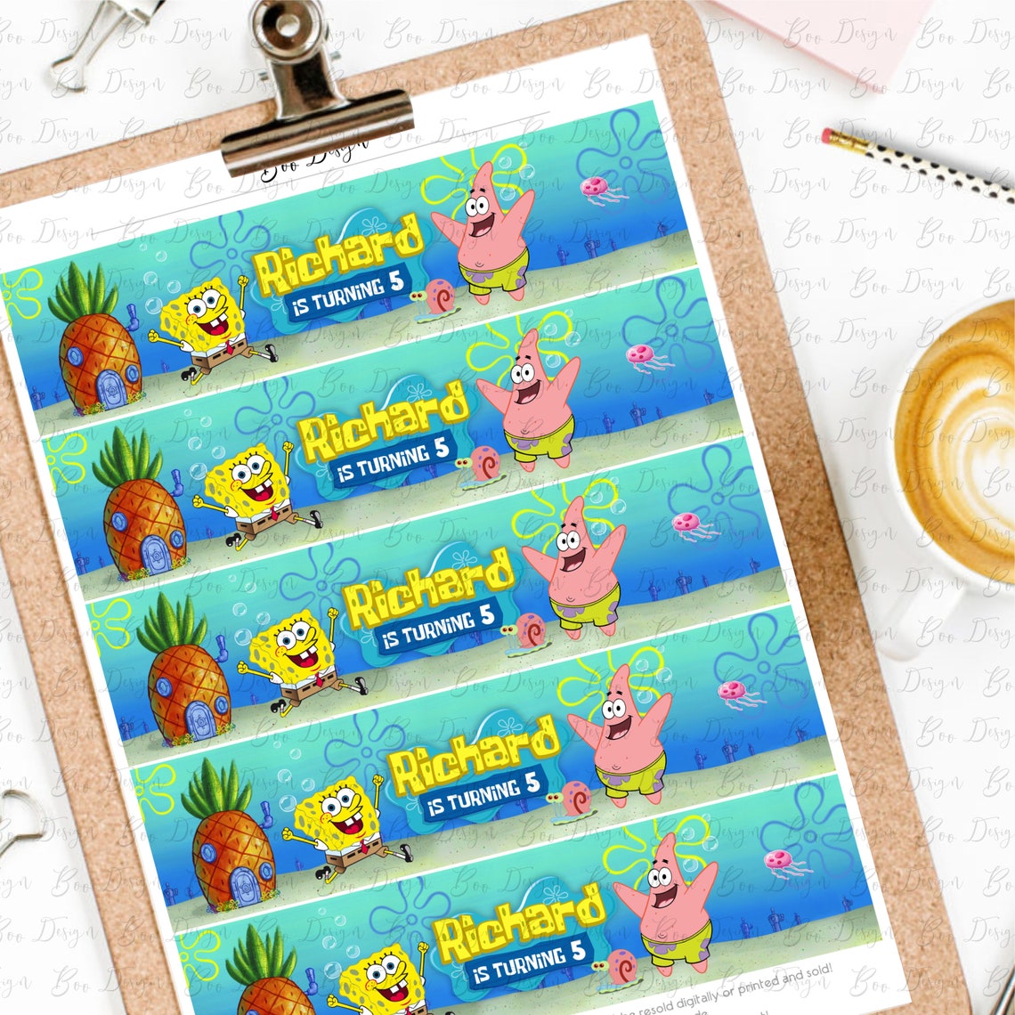 Spongebob Water Bottle Labels Water Labels Printable Template Etsy