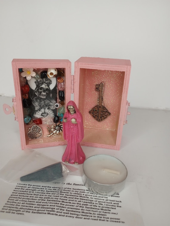 Santisima Muerte Altar Box: Keepsake Amulet with Incense & Oil