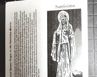 Santisima Muerte Road Opener Prayer Card: Wallet Amulet