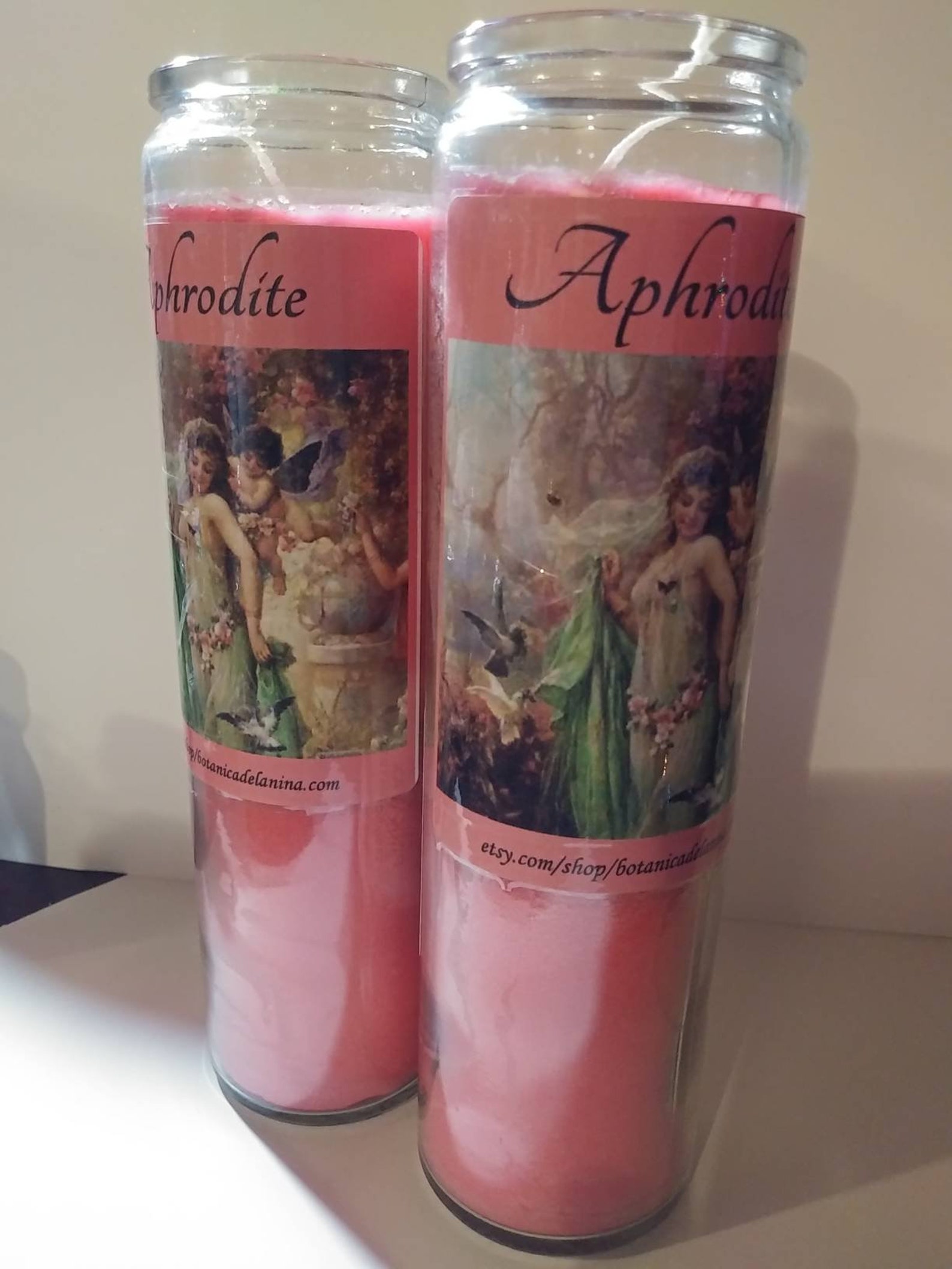 Aphrodite Ritual Candle Tall Glass 4 8'' Pink Etsy