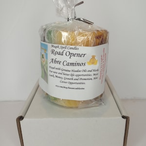 Road Opener Fixed Pillar Candle with Herbs and Oils hoodoo