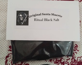 Santa Muerte Ritual Black Salt: Banishing, Hex Removal, Protection (1oz)