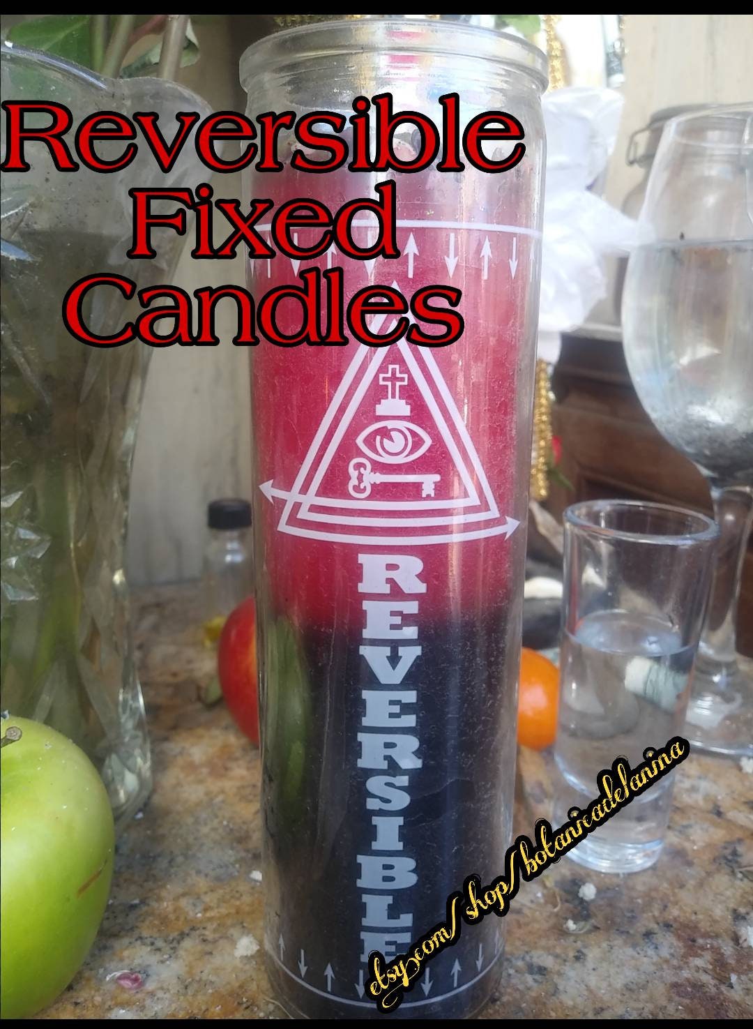 7 Day Prayer Candle Red Black Triple Reversible Fixed Glass Candle - 7 ...