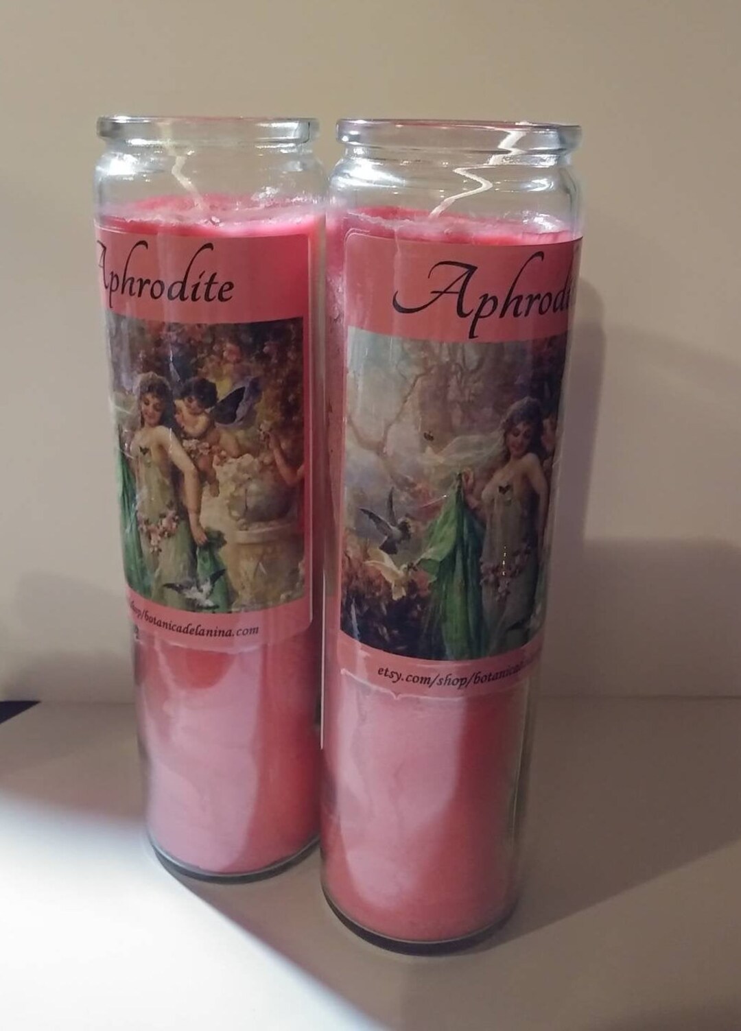 Aphrodite Ritual Candle Tall Glass 4 8'' Pink Etsy
