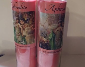 Aphrodite Ritual Candle Tall Glass 8"