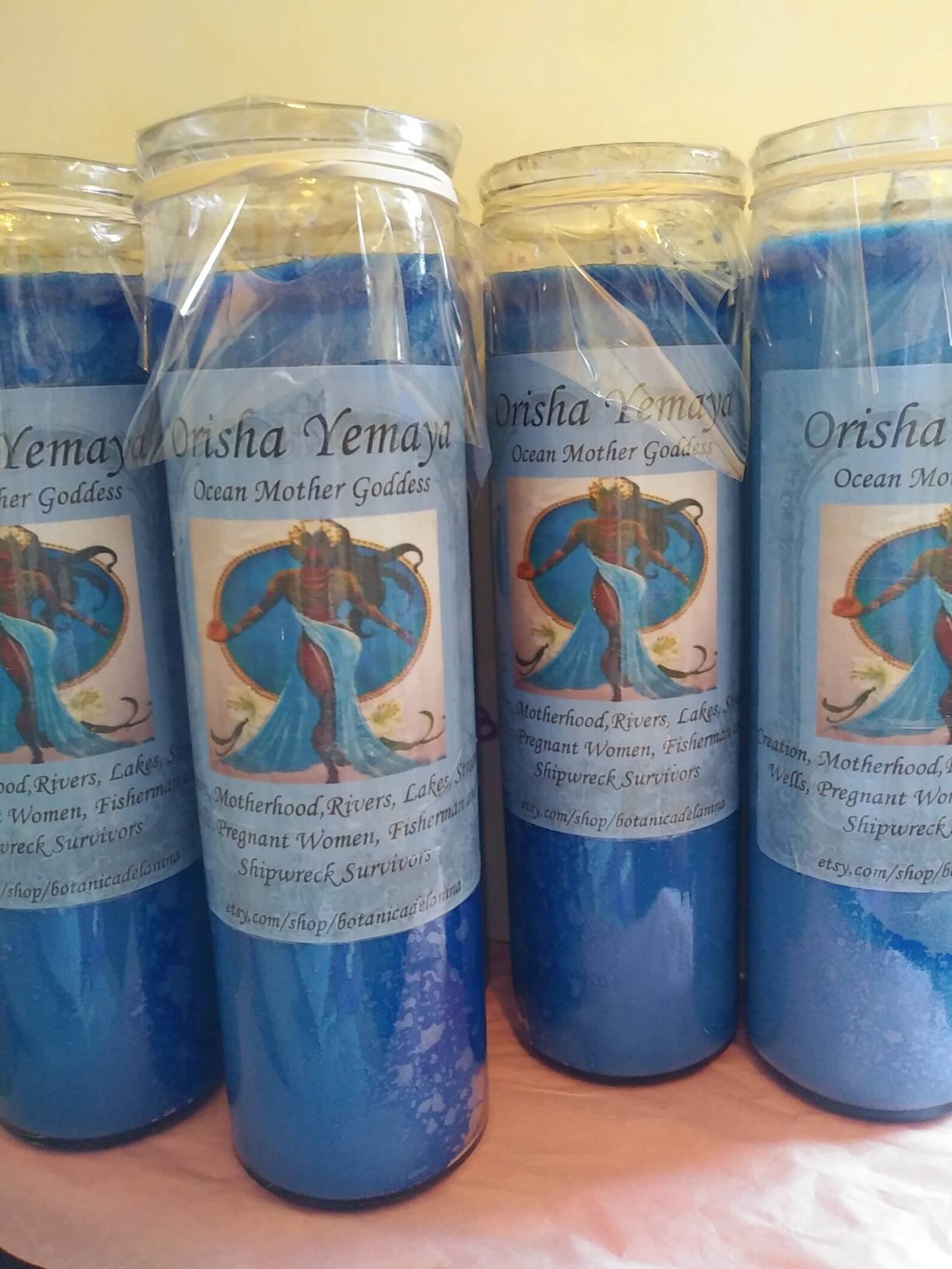 Orisha Ocean Goddess Yemaya Ritual Candle Tall Glass Etsy