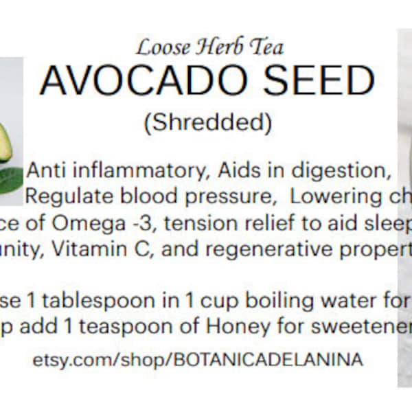 Avocado seed shredded herbal tea 100% pure TE de aguacate clean and processed