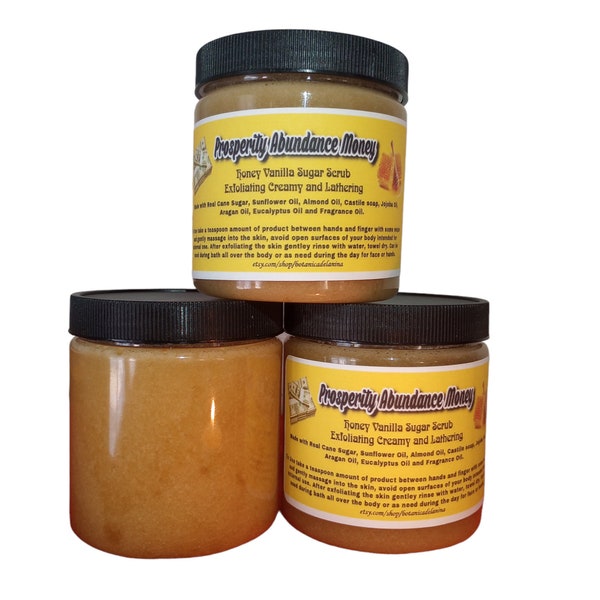 Prosperity Abundance Money Foaming Sugar Scrub Honey Vanilla beauty bath pagan spiritual