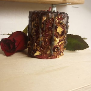 Santisima Muerte Protection and offering Fixed Pillar Candle with Herbs and Oils
