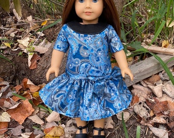 Silver and blue winter rhinestone dress~ A 1920’s drop waist dress made to fit 18” dolls like American girl Claudie