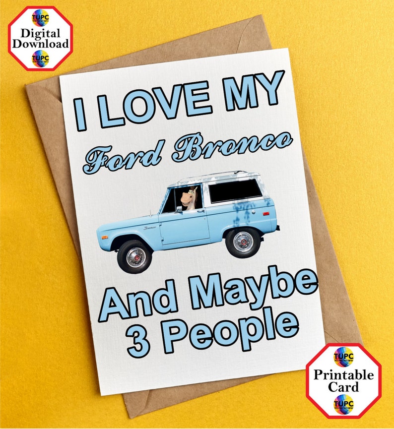 Ford Bronco Printable Birthday Card Instant Download Card | Etsy UK
