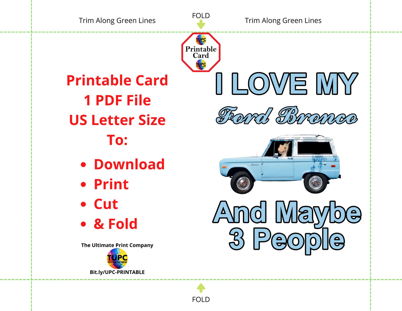 Ford Bronco Printable Birthday Card Instant Download Card | Etsy UK