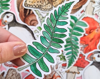 Watercolor Fern Vinyl Sticker: Leaf Art Decal