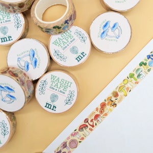 Washi aux champignons arc-en-ciel - ruban adhésif champignons - ruban adhésif Washi champignon vénéneux - fournitures de scrapbooking - Bullet Journal - décoration de noyau de chalet - forêt boisée