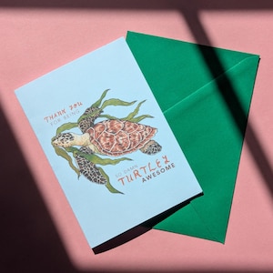 Carte de remerciement tortue - carte génial Turtley - carte de remerciement - cartes de voeux océan - carte tortue de mer - merci d'être totalement génial