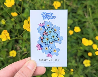 Forget Me Not Enamel Pin: Blue Floral Lapel Pin