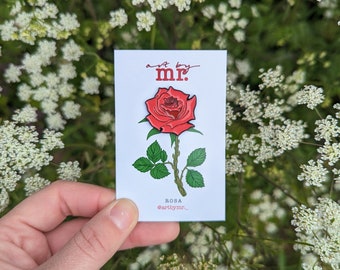 Red Rose Enamel Pin Badge - Lapel Pin - Red Rose - Enamel Rose Pin Badge - Rose Brooch - Floral Accessories - Easy Gift - Flower Lovers