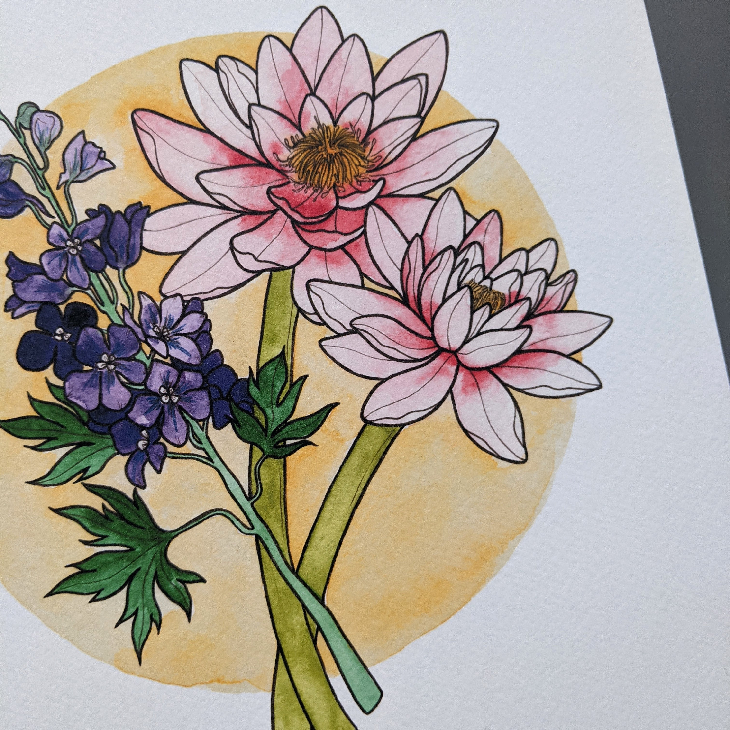 July Birth Flowers Birthday Art Birth Month Watercolour Etsy UK