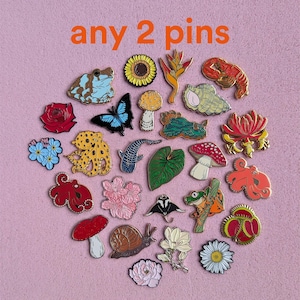 Any 2 Enamel Pins Deal - Pin Badge - Hard Enamel Pin - Gold Enamel Pin - Nature Pin - Lapel Pin - Plant Pin - Wildlife Pin