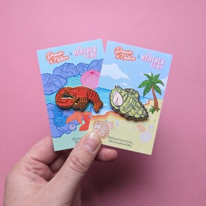 Lobster & Shell Enamel Pin Pair - Holiday Pins - Set of Enamel Pins ...