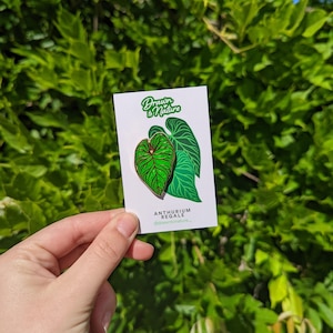Anthurium Regale Enamel Pin: Tropical Plant Lover Gift