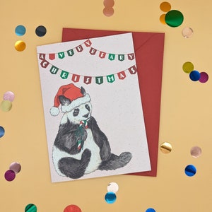 Carte de Noël panda - Noël très ours - joyeux Noël - carte de Noël alternative - carte de voeux animal festif - jeu de mots humoristique