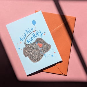 Hip Hour Card - Leopard Ray Card - Stingray Card - Ocean Pun Card - Hip Hip Hoo RAY - Cartes de voeux Célébration - Célébrer la nature
