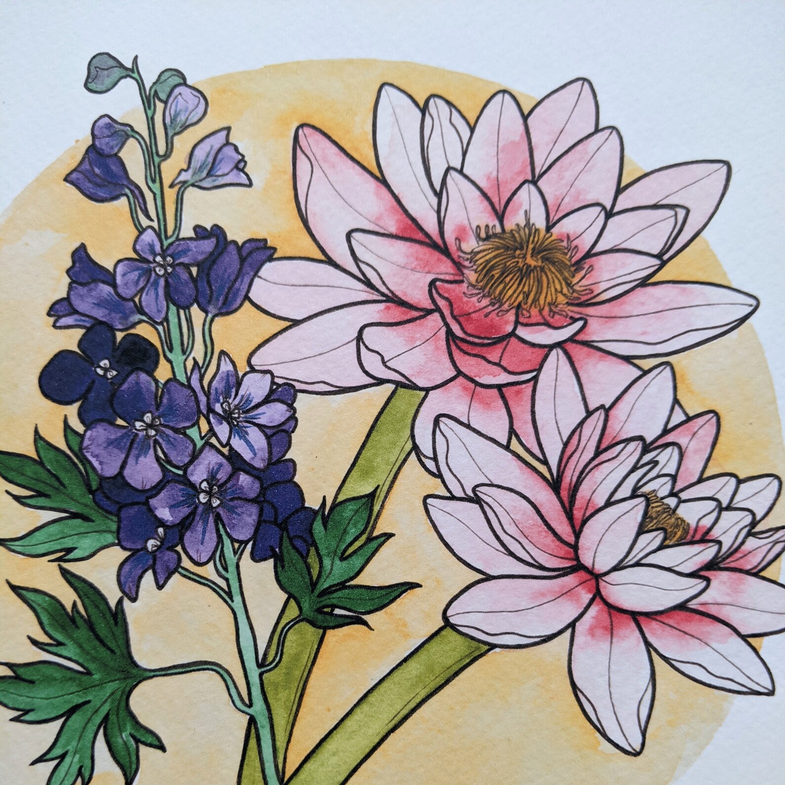 July Birth Flowers Birthday Art Birth Month Watercolour Etsy UK