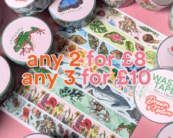 Zestaw taśm washi Nature – kwiaty, liście, ośmiornice, grzyby
