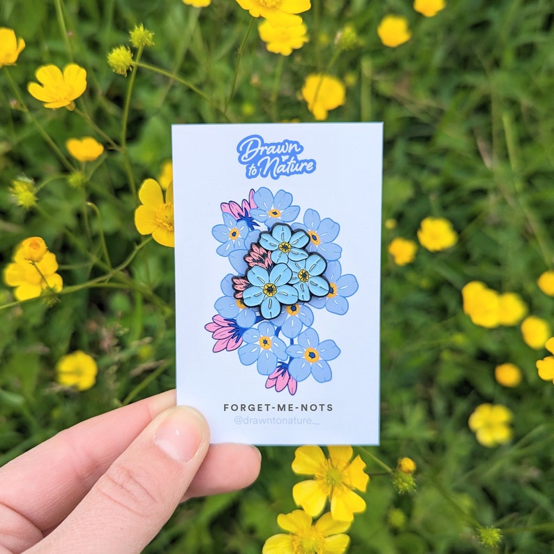 Forget Me Not Enamel Pin: Blue Floral Lapel Pin - Etsy