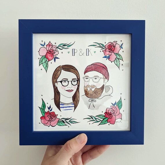 Custom Couple Portrait Illustration - Personalised Couple Painting, Illustrated Cute Couple Portrait for Boyfriend Girlfriend Partner