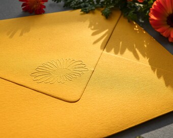 Envelope yellow with embossed flower