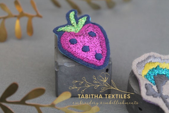 Irish Machine Embroidered Cornish Strawberry Brooch