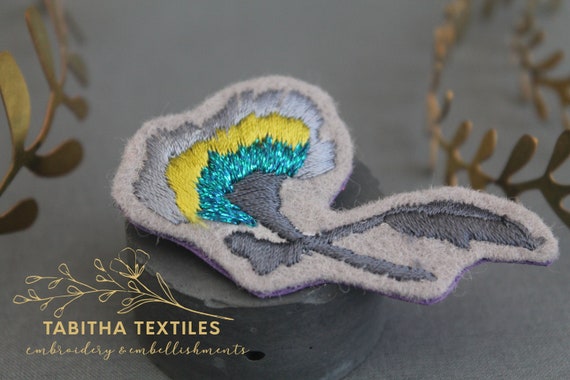 Irish Machine Embroidered Cornish Wildflower Brooch